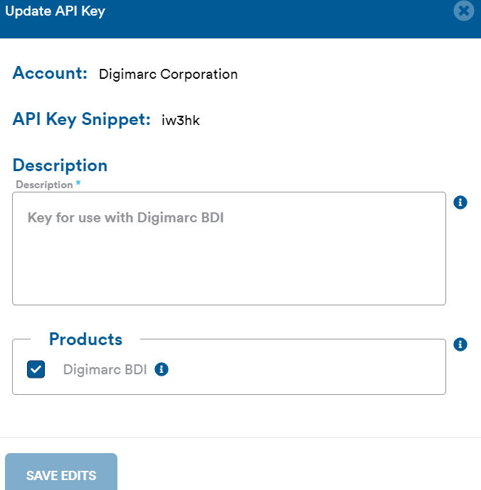 Edit Key to Product Associations