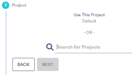 Select the Project dialog