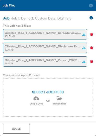 Job Files dialog