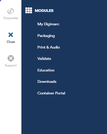 screenshot showing Digimarc app modules